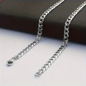 Stainless Steel 8mm Wide Silver Cuban Curb Chain Necklace 18" Long